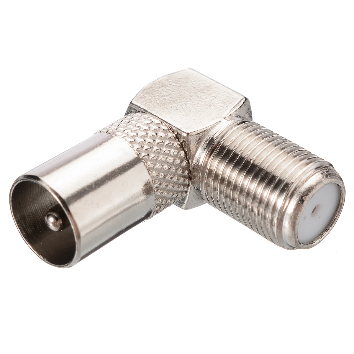 Newest 5pcs Right Angle 90 Degree TV Aerial ABS Silver Antenna Cable F Female To Male Connector Adapter 24x22mm