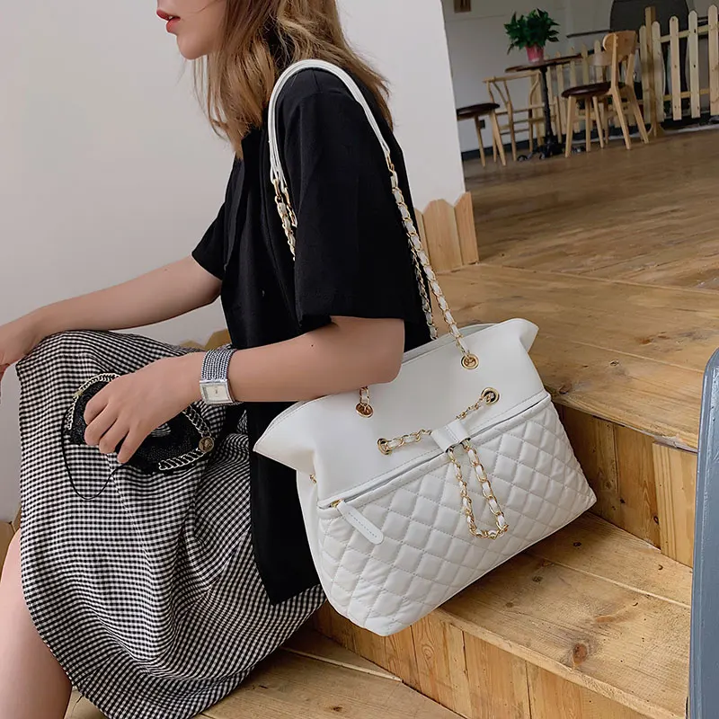 Elegant Female Large Tote Bag New Quality PU Leather Women's Designer Handbag High capacity Chain Shoulder Messenger Bag