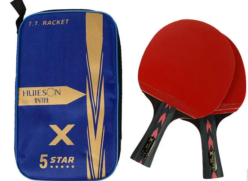 

2018 NEW Huieson 2Pcs Upgraded 5 Star Carbon Table Tennis Racket Set Lightweight Powerful Ping Pong Paddle Bat with Good Control
