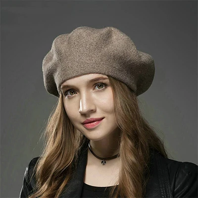 MingJieBiHuo зимний шерстяной теплый берет шапка женская мода дикого художника soild Повседневный берет для девочек шапка - Цвет: brown