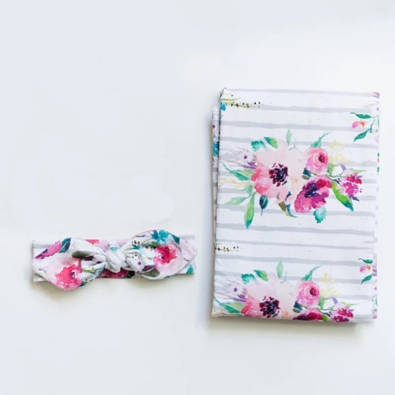 Harga Kasur Bayi Aksesoris Kantong Tidur Muslin Swaddle Selimut Floral Cetak Bayi Swaddle Set untuk Anak Laki laki dan Perempuan Pakaian