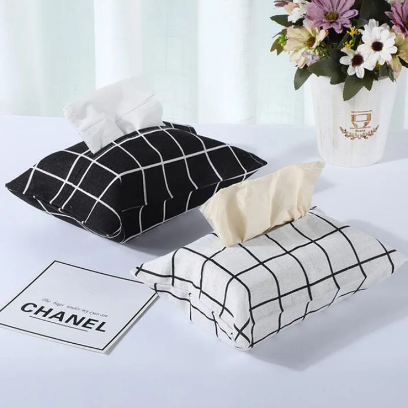 

2pcs Cotton Linen Paper Towel Car Seat Back Hanging Storage Tissue Case Box Container Towel Napkin Papers Bag Holder Box Case