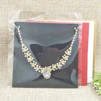 

10*10cm white/black/brown/red handmade blank jewelry card paper cardboard necklace display package card 100pcs+100 plastic bag