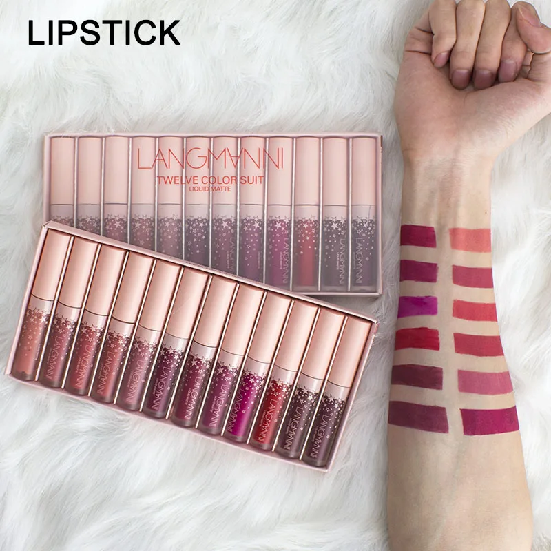 

High Quality 12 Pcs Matte Liquid Lipstick Waterproof Velvet Lip Tint Long Lasting Lip Glaze