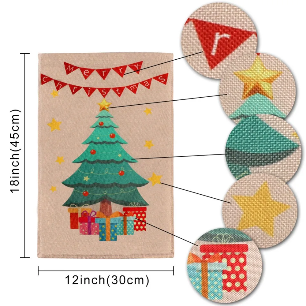 Ourwarm Рождество сад флаг 12x18 двусторонняя печать Рождественская елка мешковины баннеры дом домашняя Рождественская вечеринка украшение