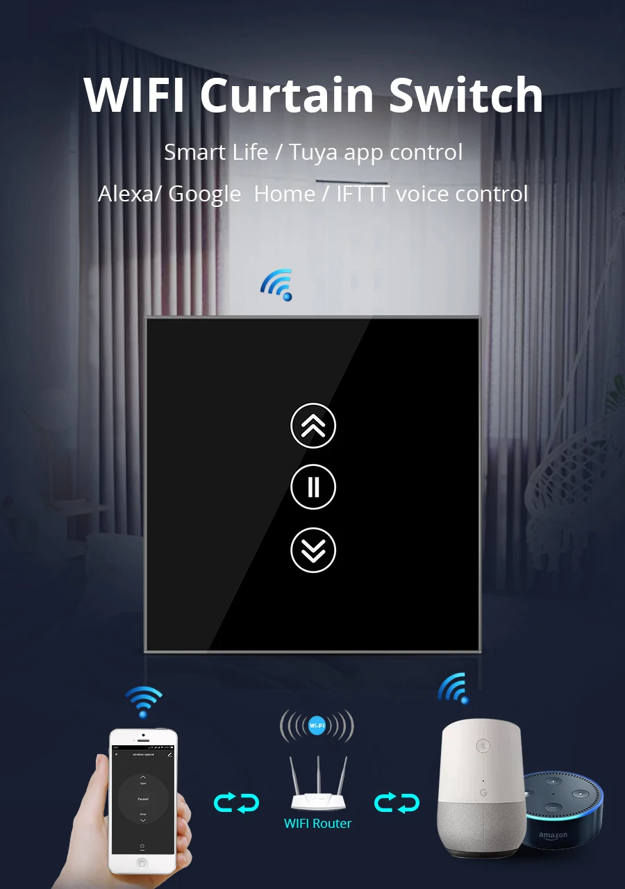 Умный переключатель Zemismart для электрической слепой Curtian Alexa Echo Google Home WiFi прерыватель сенсорного управления 110 V 220 V