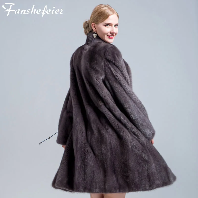Goedkoop Fanshefeier 2018 nieuwe echte nerts bont vrouwen jas echte natuurlijke nertsen bont hoge kwaliteit winter warm vrouwen luxe bont kleding