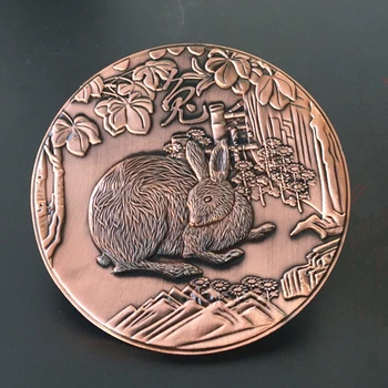 

Pure copper, twelve Chinese Zodiac rabbit copper plate, handicrafts collection