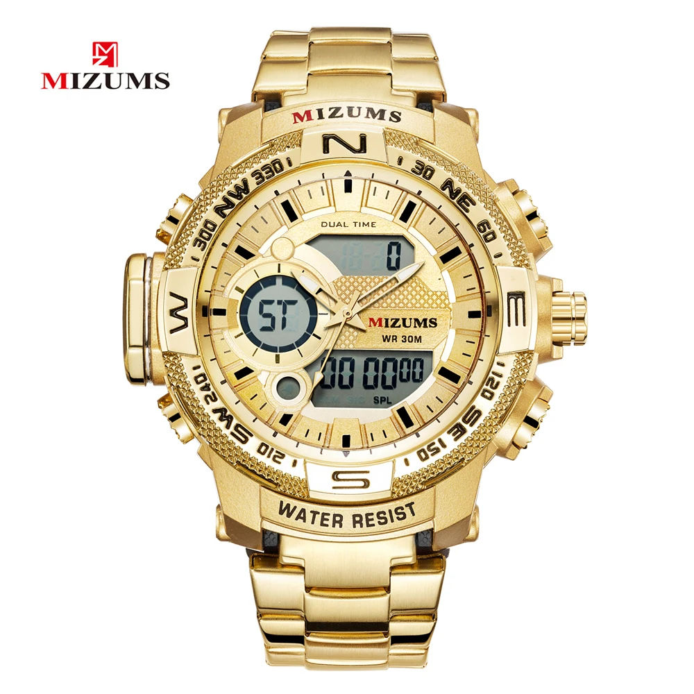 Analog Digital Watches Men Led Full Steel Male Clock Men Military Wristwatch Quartz Sports Wrist Watch Man Reloj Hombre Mizums drop shipping 2019 (2)