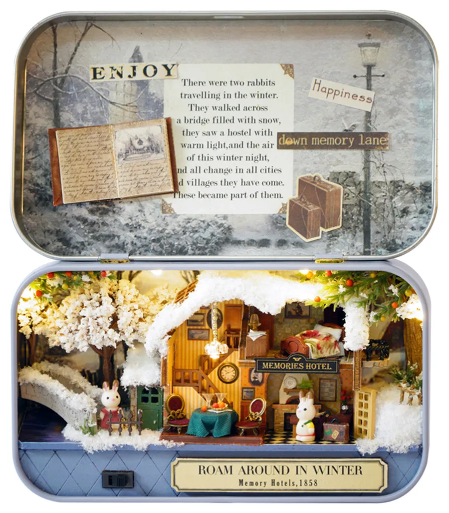 Милый номер ручной работы DIY миниатюрный дом старые времена Трилогия 3D Железный ящик театр игрушки для Рождество и подарок на день рождения Q