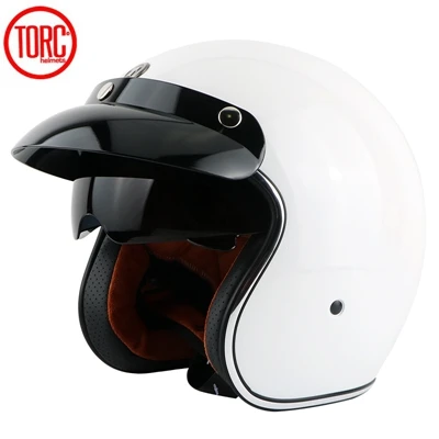 Винтажный мотошлем T57 moto rcycle 3/4 с открытым лицом шлем Cool skull moto casco moto cicleta Capacete с внутренним козырьком - Цвет: White