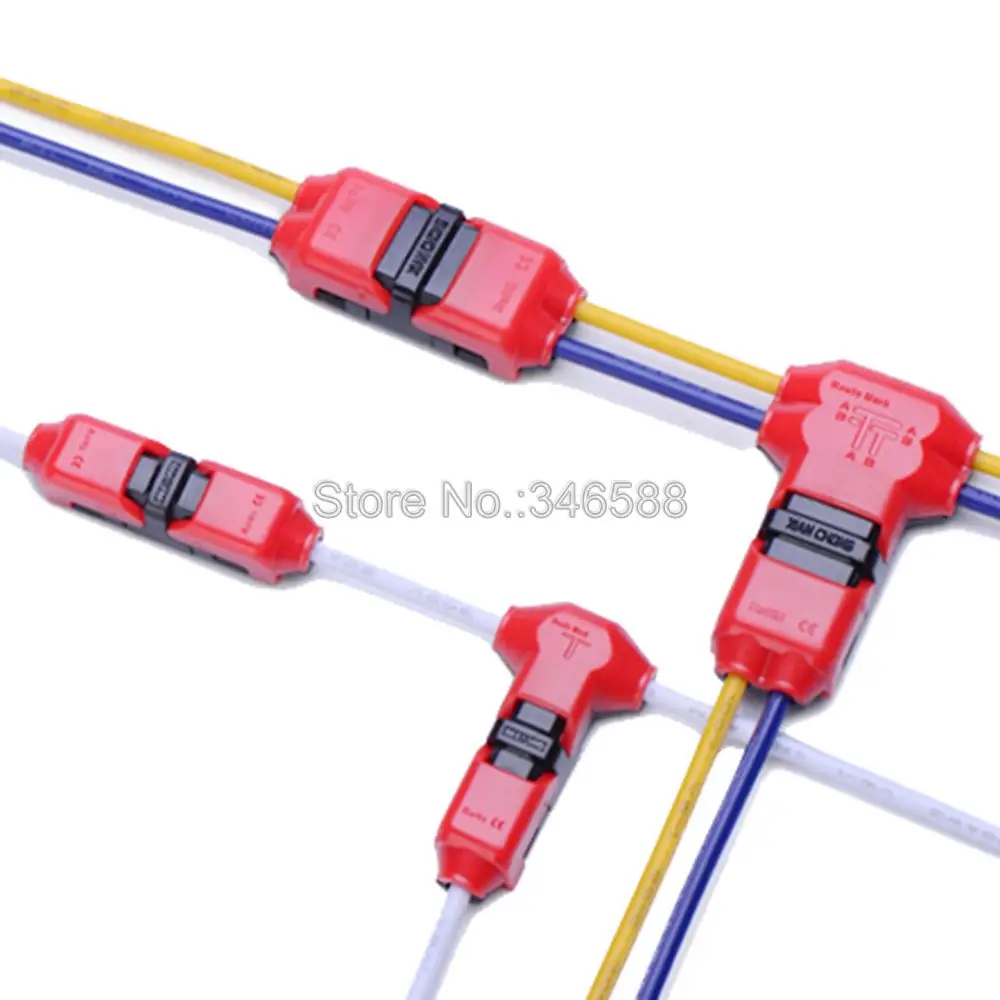 

5pcs Quick Splice Scotch Lock Wire Joint Connector I Shape T Shape for 1 Pin 2 Pin 22-18AWG LED Strip Wire Cable Terminals Crimp