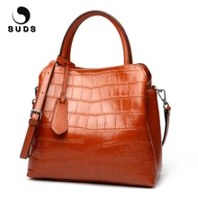SUDS Брендовая женская сумка, сумки из натуральной кожи, Женская Большая вместительная мягкая коровья кожа, сумки на плечо, женские модные сумки через плечо