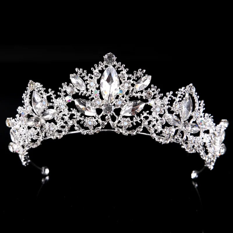 Light Gold Baroque Luxury Crystal Bridal Crown Tiara Wedding Hair Accessories