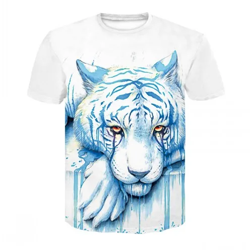 The 2019 summer 3D printed tiger man short-sleeve T-shirt trend men's T-shirt casual cool top