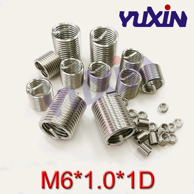 100 шт. M6 * 1 0 1D проволочная резьба вставка из нержавеющей стали 304 втулка винта Helicoil