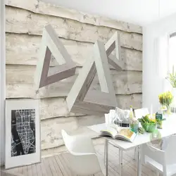 Декоративная роспись 3D обои для стен Обустройство дома нетканых материалов Обои треугольной древесины Обои 3d обои