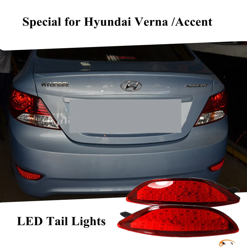 Car Styling 2 PCS Parking Warning Rear Bumper Reflector Light For Hyundai Accent 2008 2015 Hyundai
