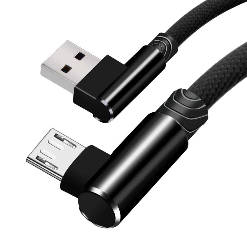 Олаф Быстрая зарядка Micro usb кабель l-образный Micro usb зарядное устройство для xiaomi huawei Samaung Android мобильный телефон usb зарядный шнур - Цвет: black