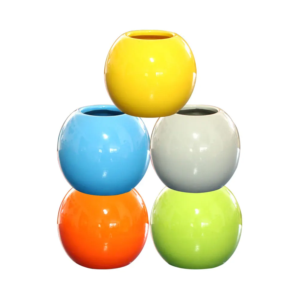 

Mini Vase Round Ball Ceramic Pottery Flower Pot Office Balcony Decoration