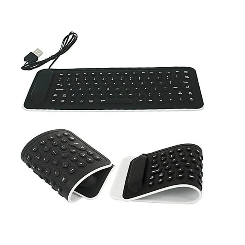 

Advanced 2017 New Portable USB Mini Flexible Silicone PC Keyboard Foldable for Laptop Notebook Black