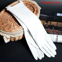 Sale 2023 Winter Women Genuine Leather 30cm/40cm/50cm Long Evening Gloves Female Customized Large 2XL Size Black/Red/White Luvas