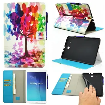 

Fashion PU Leather OWI Flower Flip Case Cover For Samsung Galaxy Tab E 9.6 T560 T561 Case For Galaxy Tab E 9.6'' SM-T560 Tablet
