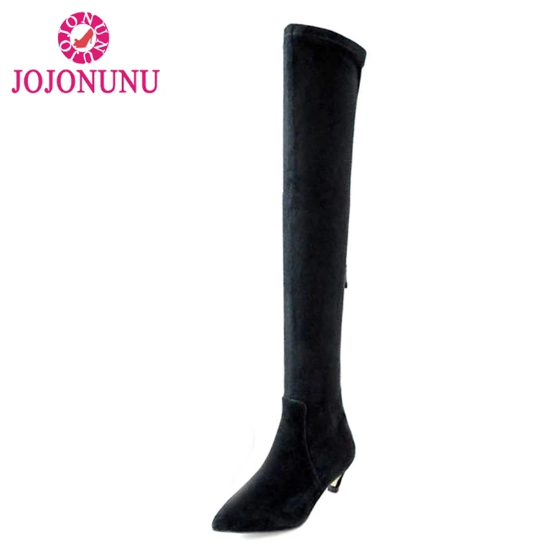 

JOJONUN Women Genuine Leather Over Knee Boots Zipper High Heel Boots Long Thigh Shoes For Winter Botas Women Footwear Size 34-39