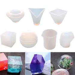 7 шт. 3D силиконовая форма для подвески мерный стакан геометрический круглый квадратный Конус Пирамида DIY ремесло формы для изготовления
