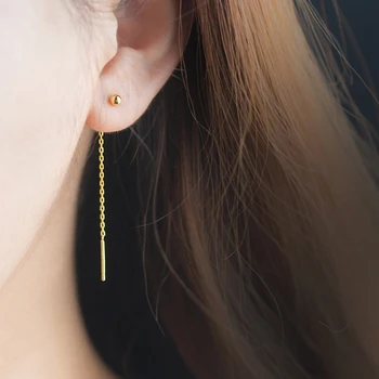 

Modian Fashion Gold Color Bead Long Tassel Sweet Drop Earrings Classic 925 Sterling Silver Dangle Earring For Women Jewelry