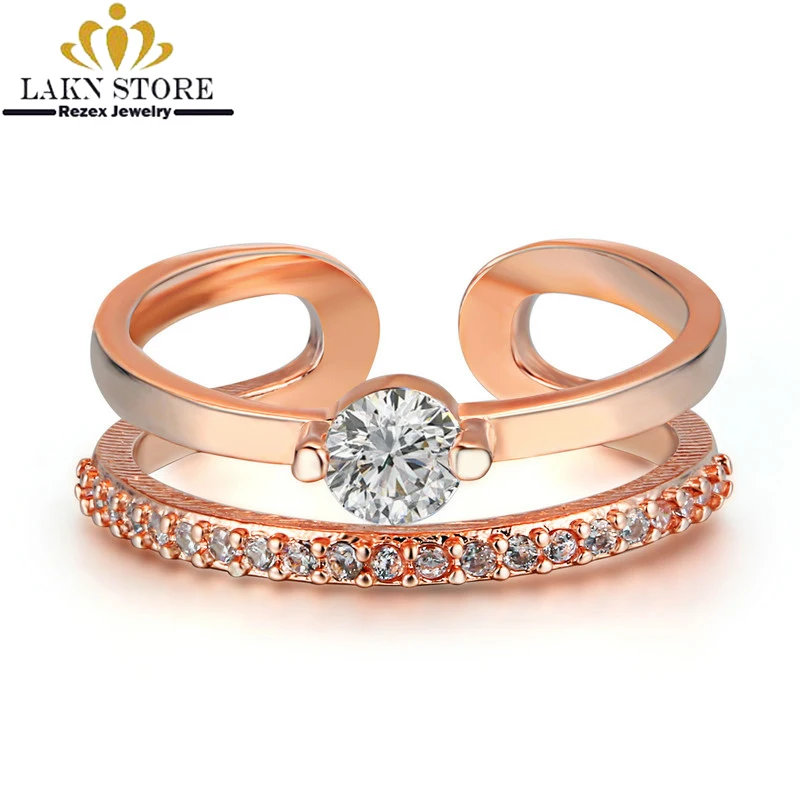 

Aaa Cubic Zircon Engagement Rings For Women Rose Gold Color Wedding Adjustable Rings Female Anel Crystals Jewelry Top Quality