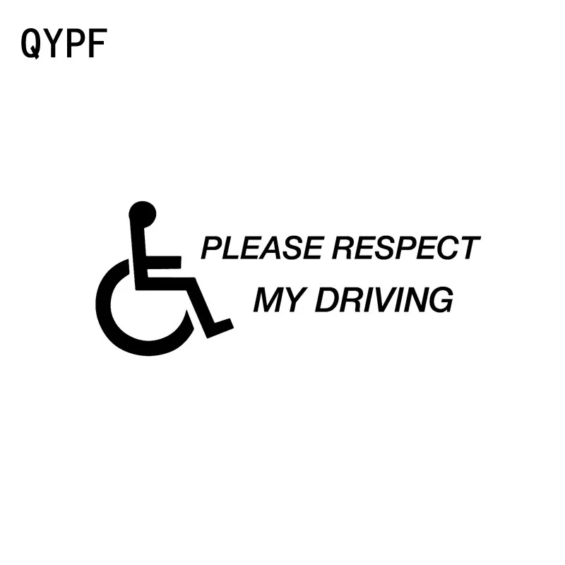 

QYPF 15.9CM*6.3CM Please Respect My Driving Retro-reflective Car Sticker Decal Black/Silver Vinyl C15-0564