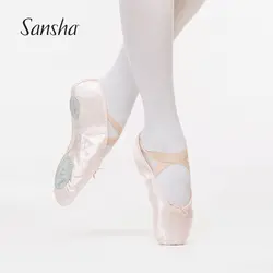 Sansha Взрослых Атлас балетные костюмы мягкие туфли для танцев пролитой подошва балетные Тапочки розовый, красный, черный, золотой обувь для