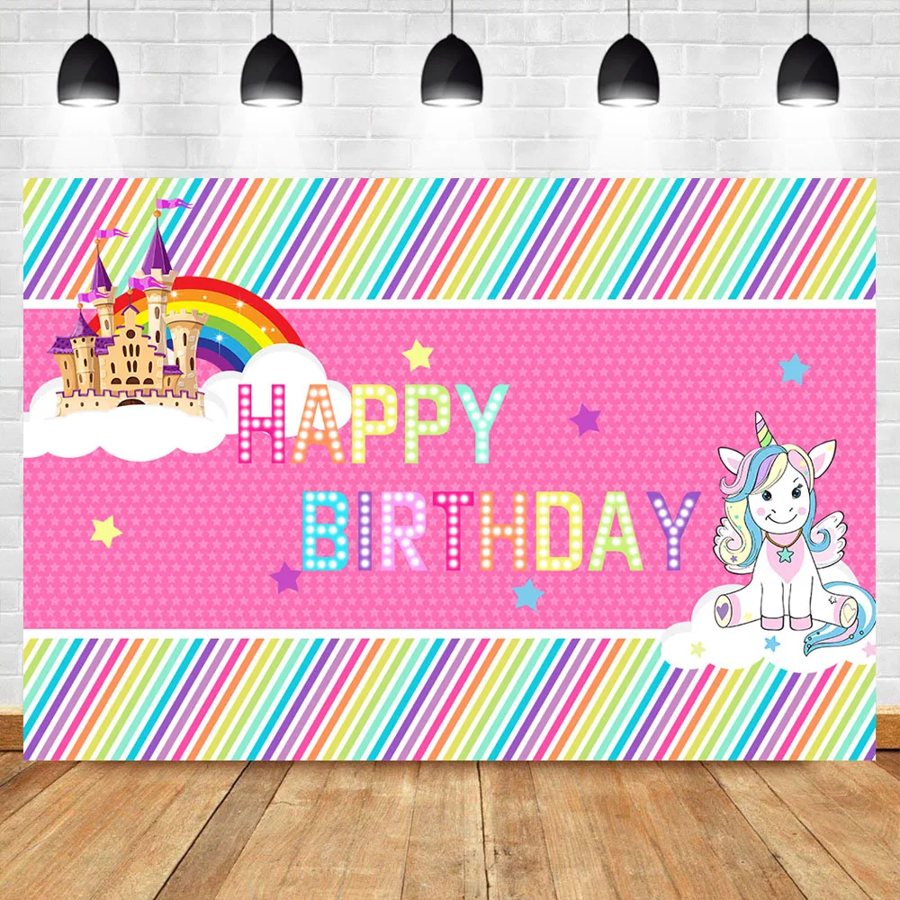 

Birthday Party Backdrop Castle Rainbow Unicorn Photo Background Decoration Supplies Banner Newborn Baby Photography Backdrop