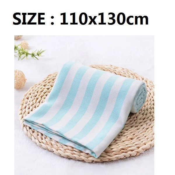 Весенне-летнее одеяло из шелка со льдом для младенцев, бамбуковое волокно, детское полотенце для сна, Новая удобная детская коляска одеяло для пеленания - Цвет: blue stipe110x130cm