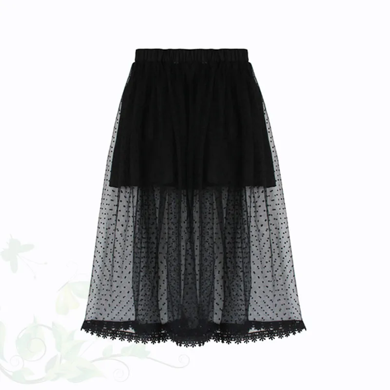 

Fashion Girls Ball Gown Dots Skirt Ankle-length Princess Soft Mesh Skirt Ruffle lop lace skirt for kid girls 40-60cm long skirt