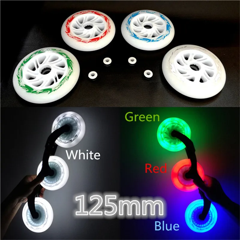 HOOMORE 85A PU Inline Speed Skating Wheels for Powerslide 3X125mm Frame White Green Blue Red