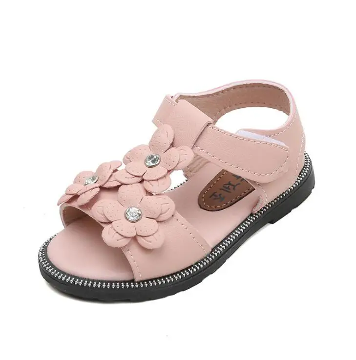 Детская обувь для девочек Сандалии Летний стиль цветок красивая принцесса обувь плоские детские сандалии, для девочек римская обувь - Цвет: picture color