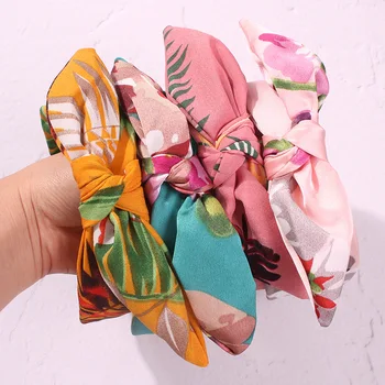 

New 1PCS Cloth Cross Bow Hairbands Women Widen Floral Print Bezel Headband Korean Elegant Female Boho Hair Accessories Hair Hoop