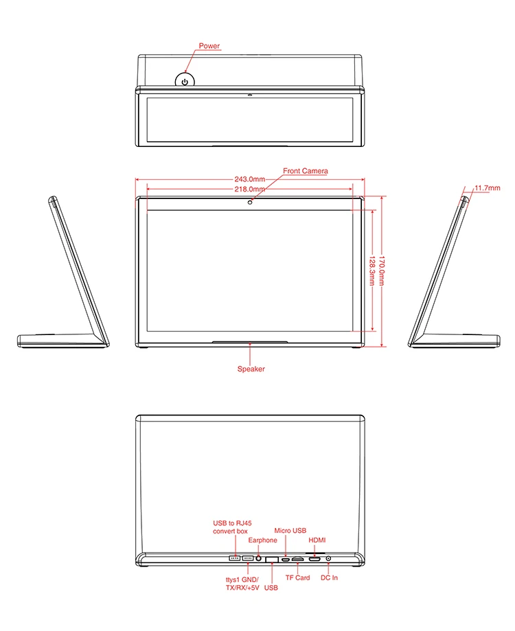 10,1 дюймов Android touchinteractive desktop планшетный ПК (quad core, 1 ГБ DDR3, 8 ГБ nand, последовательный порт для Lan, ttys1, USB, HDMI out)