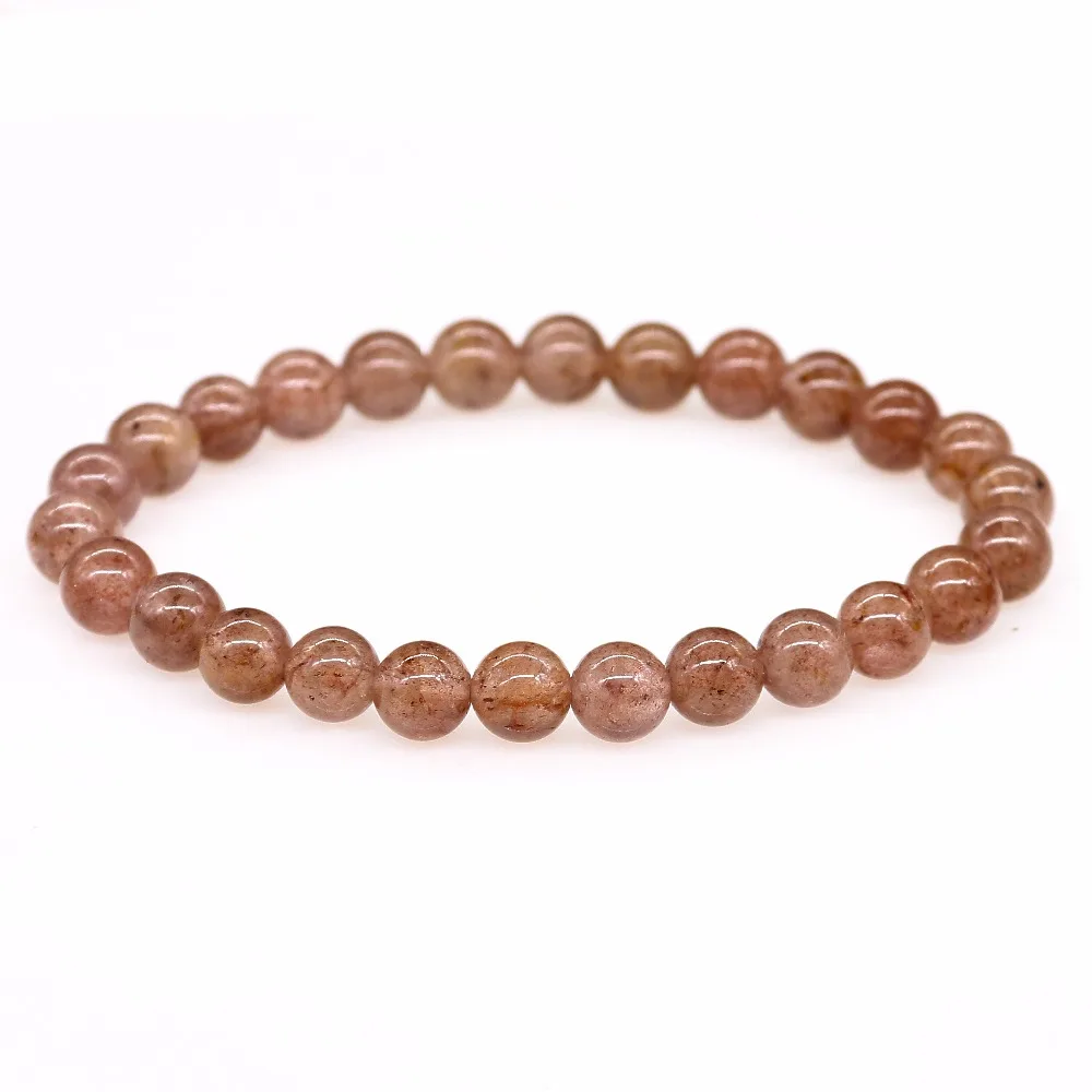 

Fashion Natural 8MM Strawberry Crystal Beads Charm Strand Stone Bracelets For Women Yoga Handmade Jewelry
