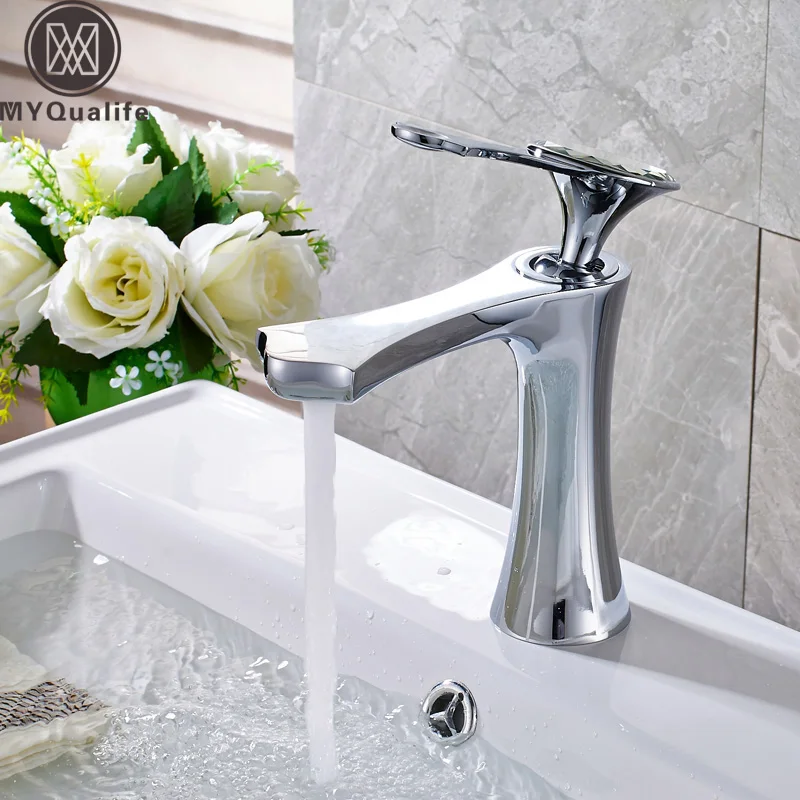 Creative Design Chrome Brass Hot and Cold Bathroom Basin Taps Deck