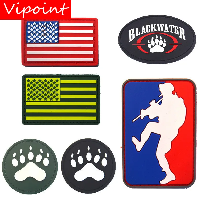 

VIPOINT embroidery pvc HOOK&LOOP Old Glory blackwater patch bear's-paw patches badges applique patches for clothing AD-283