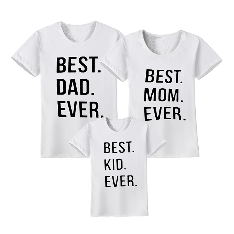 

Family Look Summer Family Matching Clothes Cotton Father Son Clothes Short Sleeve Family Matching Shirts BEST DAD MOM KID EVER
