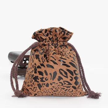 

13*16cm Leopard Suede Drawstring Bag Pouch Packaging Wedding decor Ornaments Jewelry pouch bag