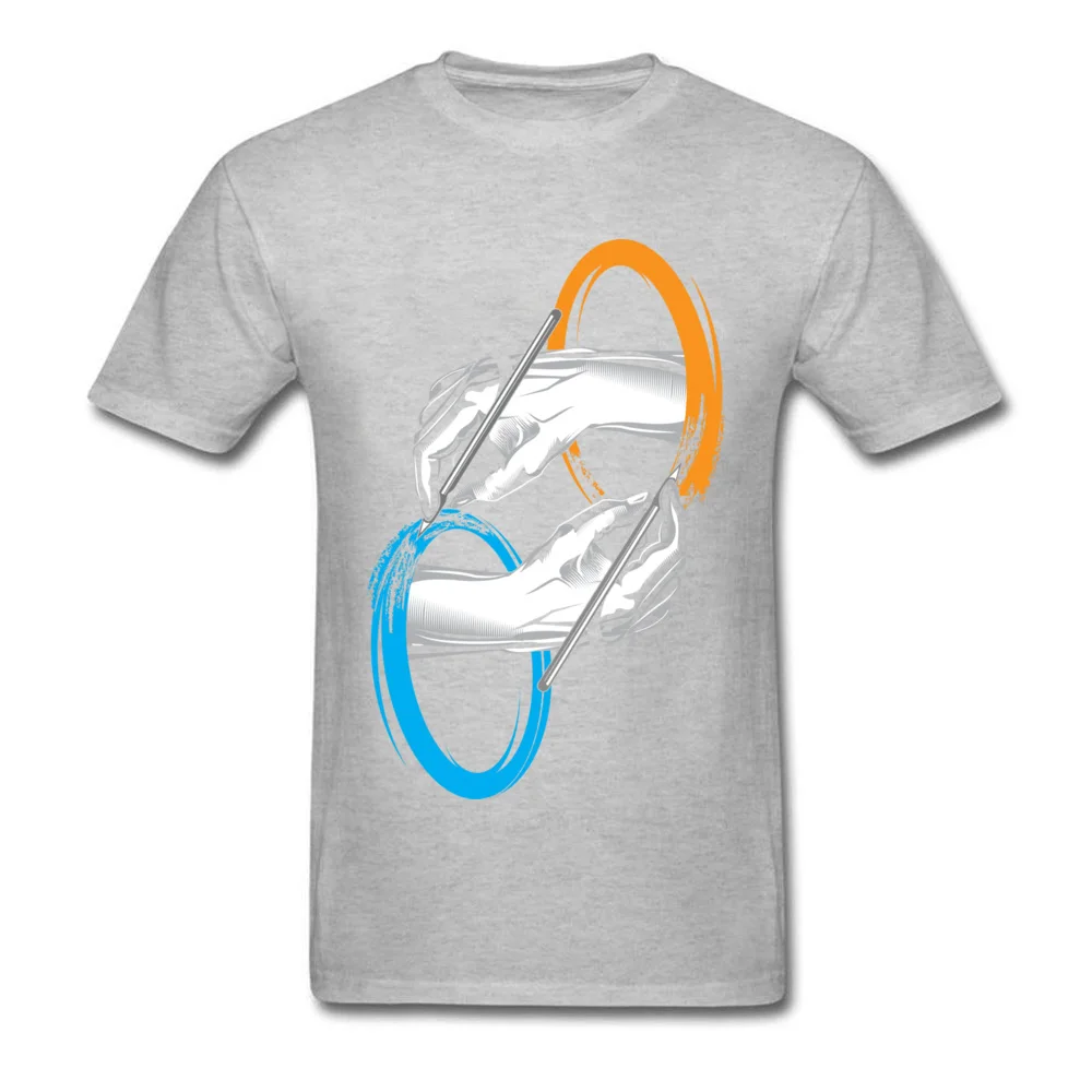 Normal T Shirt Discount O-Neck Drawing Portals All Cotton Men Tops T Shirt Hip hop Short Sleeve Tee-Shirt Top Quality Drawing Portals grey