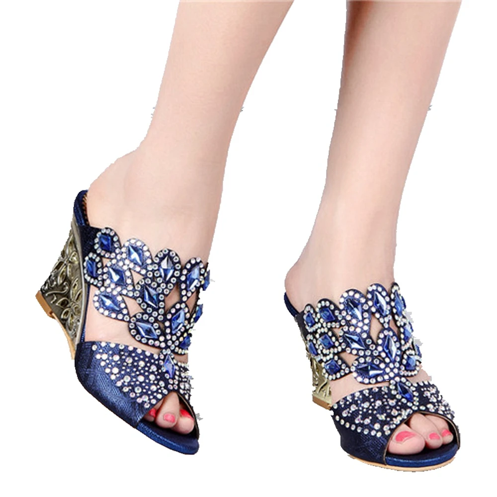

Fashion women sandals high quality Genuine leather sexy rhinestone ladies comfortable party dress shoes