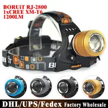 DHL 50 шт./лот Boruit XM-L T6 светодиодный 1200 люмен перезаряжаемый Головной фонарь RJ2800