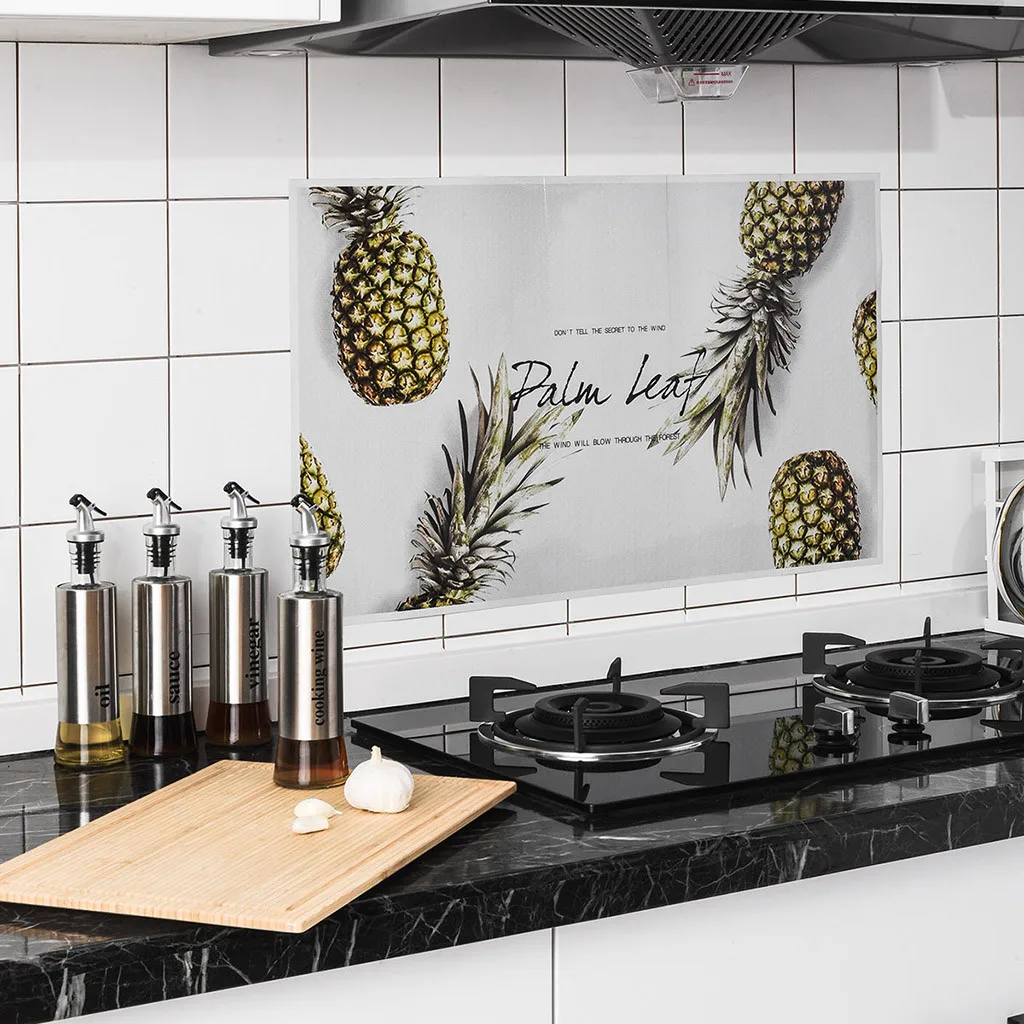 

Aluminum Foil Kitchen Cupboard Sticker Waterproof Selfadhesive Wallpaper Home Decal Fruit Oil Stickers Wall Stickers Hot Sales