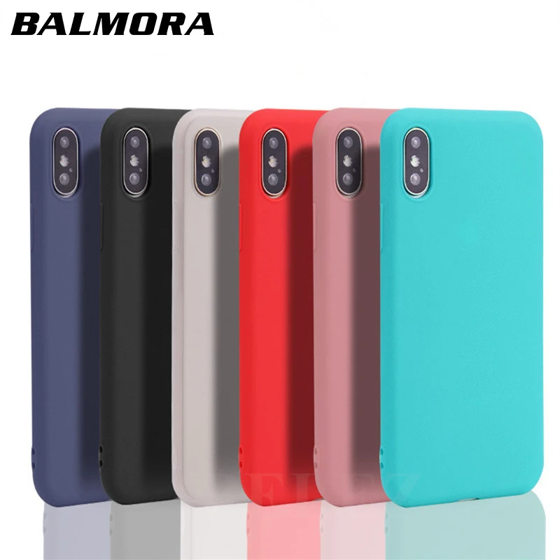 

BALMORA Candy Colorful Matte Case for iPhone 7 8 Plus X Soft TPU Silicon Cover for iPhone 6 Case 6s Plus 5 5s SE Case Capa Funda